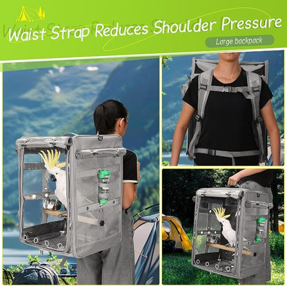 Suertree Bird Carrier Travel Cage, Cockatoo Carrier, Parrot Travel Backpack - Image 4