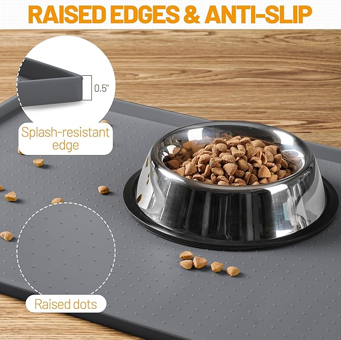 Hubulk Dog Feeding Mat, 100% Waterproof Food Grade Silicone Pet Food and Water - Image 3
