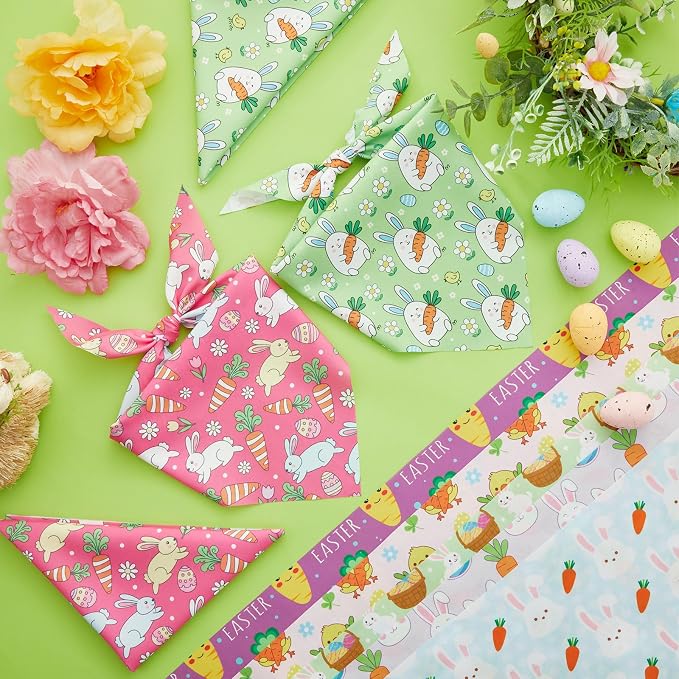 Abbylike 50 Pcs Easter Dog Bandanas Bulk Bunny Egg Carrot Bandanas - Image 5