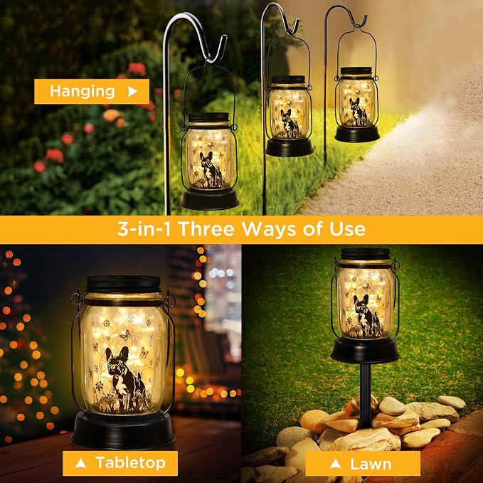 French Bulldog Frenchie Gifts for Women/Men French Bulldog Solar Lanterns Dog - Image 4