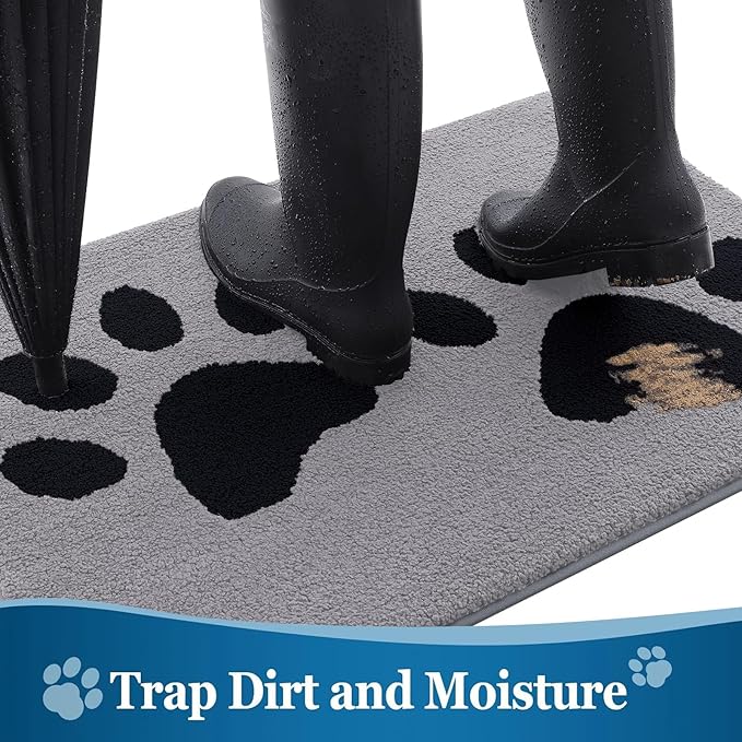 Buganda Dog Door Mat for Muddy Paws, Absorbent Dirt Trapper Washable Indoor - Image 3
