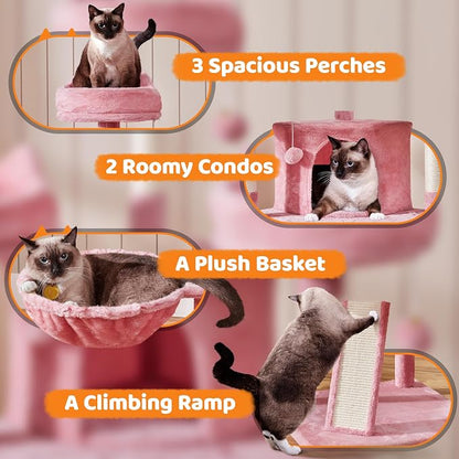 Yaheetech 68.5in Cat Tree for Large Cats, Large Condo, Stable Pet Play House - Image 3