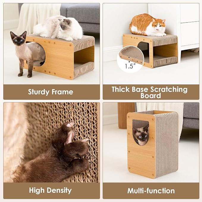 EHEYCIGA Cardboard Cat Scratcher House, 20-Inch Corrugated Cat Scratcher - Image 5