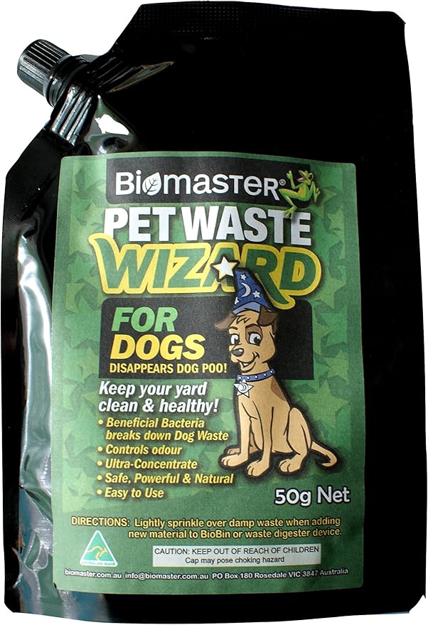 Pet Waste Wizard Digester 50g Spout Pack, Beneficial Enzymes to Break Down Pet by Biomaster