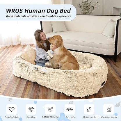Human Dog Bed, Washable Faux Fur Pet Bed - Image 2