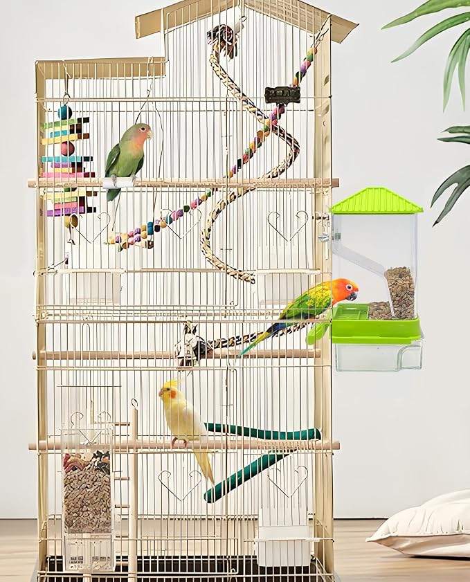 Hamiledyi Automatic Bird Feeder No Mess Bird Cage Feeder Seed Food Container - Image 3