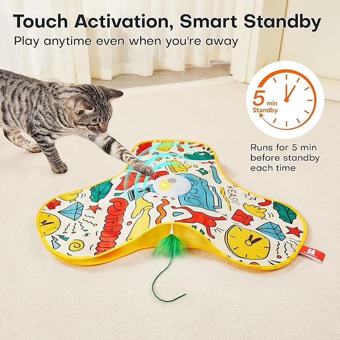 Potaroma Interactive Cat Feather Toys, Hide and Seek Concealed Moving Feather - Image 4