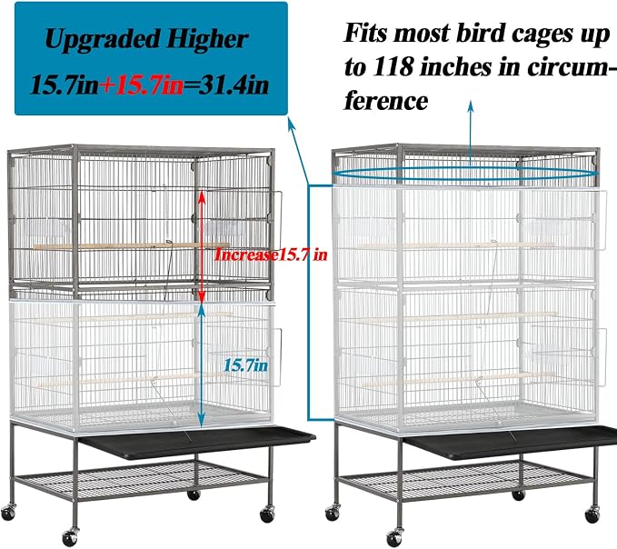 ASOCEA Large Bird Cage Seed Cather, Bird Cage Cover Adjustable Soft Airy Skirt - Image 2