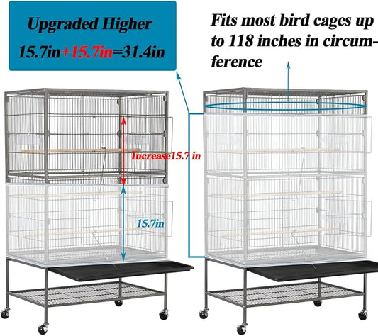 ASOCEA Large Bird Cage Seed Cather, Bird Cage Cover Adjustable Soft Airy Skirt - Image 2