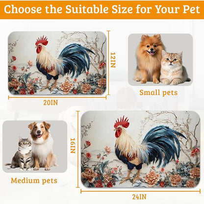 Dog Bowl Mat, Chicken Painting Pet Feeding Mat - Image 6