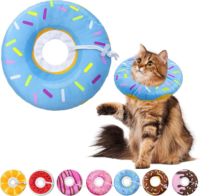 Cat Cone Soft Collar, Adjustable Cat Recovery Collars Kitten Cones to Stop by Seyezo