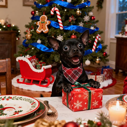 Lionet Paws Christmas Dog Bandana Washable Cotton Handkerchief Scarf Triangle - Image 3