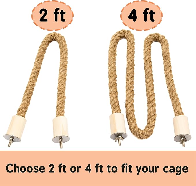 Bird Rope Perch for Parrots, Bendable Natural Jute Boing - Image 5