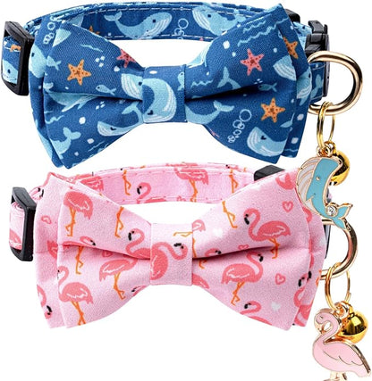 2 Pack Cotton Cat Collar with Bow Tie and Bell by Unknown