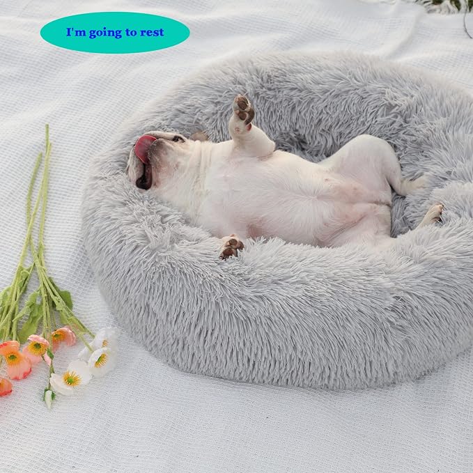 Calming Dog Bed for Medium Dogs Washable Donut 30 inches Anti-Slip Pet Bed - Image 5