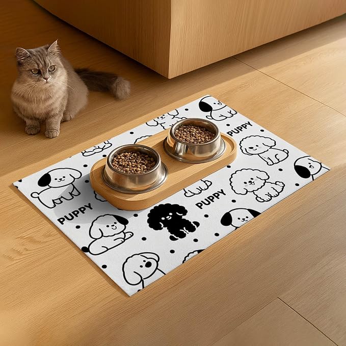Puppy Pattern Pet Feeding Mat 24x16 Inch Cute Pet Feeding Area Mat Pet Food Mat - Image 9