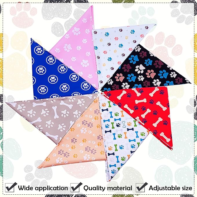 30 Pcs Paw Print Bandanas Bulk for Large Dogs 33 Inch XL Stitch Dog Bandanas - Image 5