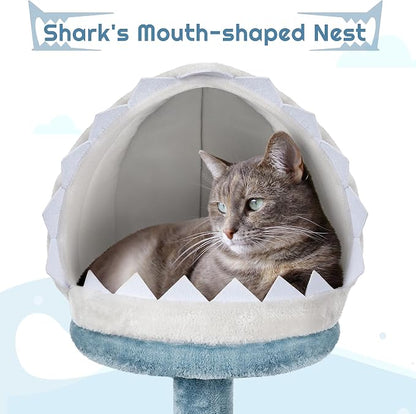 Yaheetech 45.5in Ocean-Themed Cat Tree Multi-Level Cat Tower, Plush Pet - Image 4
