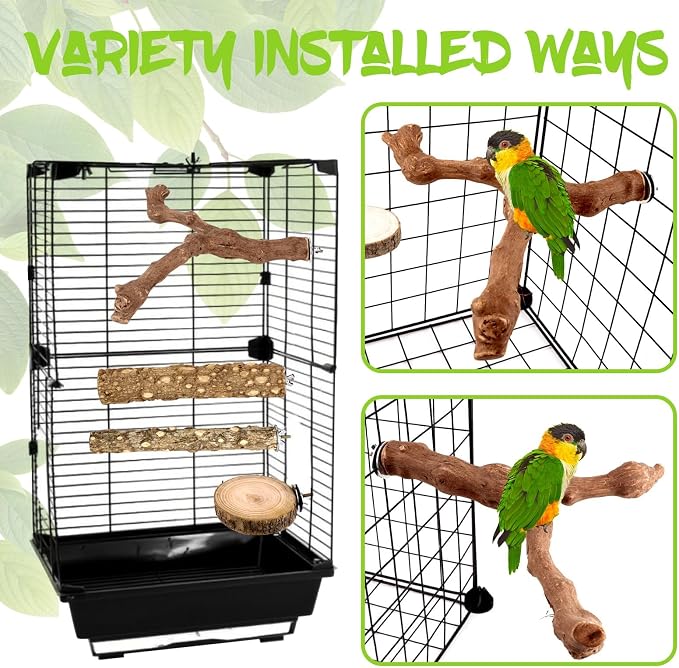 8PCS Natural Grape Wood Bird Perch Set - Image 6