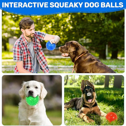 6 Pack 3.5" Light Up Squeaky Dog Toy Balls, Spiky Dog Balls - Image 5