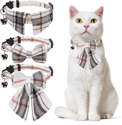Cat Collar with Bells Breakaway, Bowtie Cat Collar by DILLYBUD