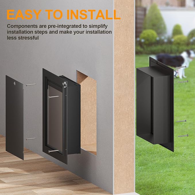 Dog Door for Wall, All Aluminum Large Doggy Door Doggie door, Pet Door Easy to - Image 8