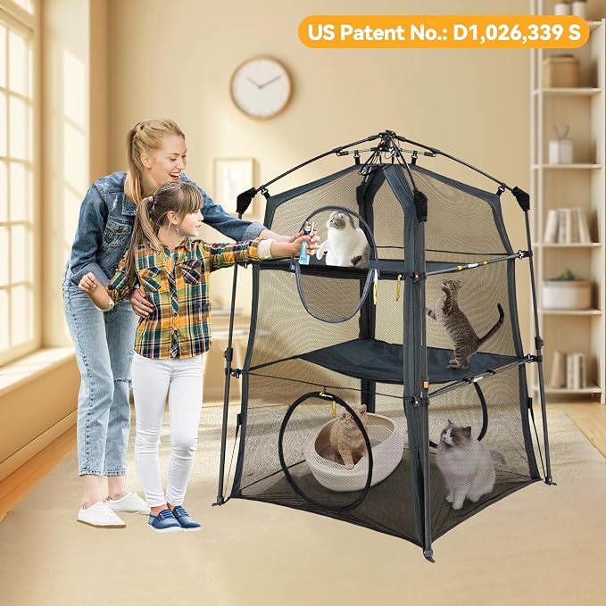 Automatic Pop-Up Cat Enclosure|3-Tier Cat Tent|Cat Cage|Outdoor Catio - Image 4