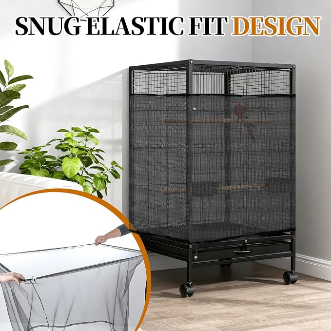 1 Pc Large Bird Cage Seed Cather, Bird Cage Cover 31 X 118 Inches Adjustable - Image 6