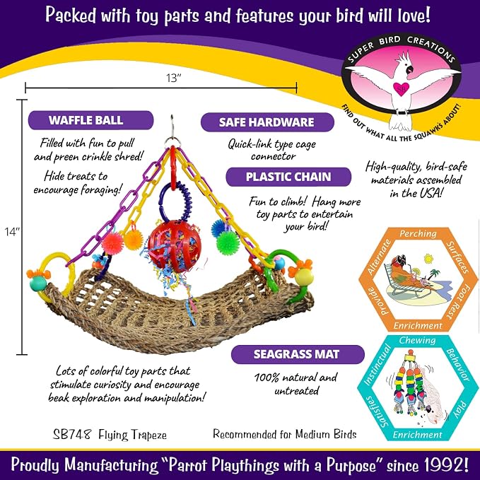 Super Bird Creations SB748 Flying Trapeze Bird Toy - Image 3