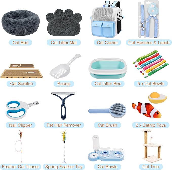 Kitten Starter Supplies Starter Kit, Including Bed, Litter Mat, Bowls and More - Image 2