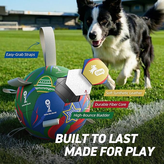 QDAN Dog Soccer Ball with Straps, 7 Inch World Cup Soccer Ball - Image 4