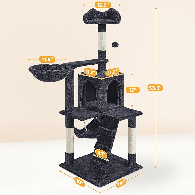Yaheetech 54in Cat Tree Cat Tower as Activity Center, Indoor Cats and Kittens - Image 9