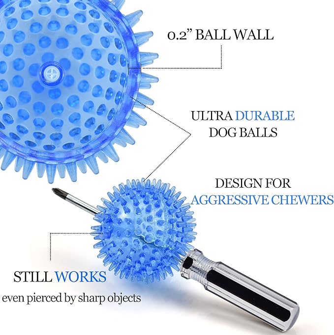 6pack Squeaky Dog Toys Spiky Dog Balls Cleans Teeth and Promotes Dental and Gum - Image 2