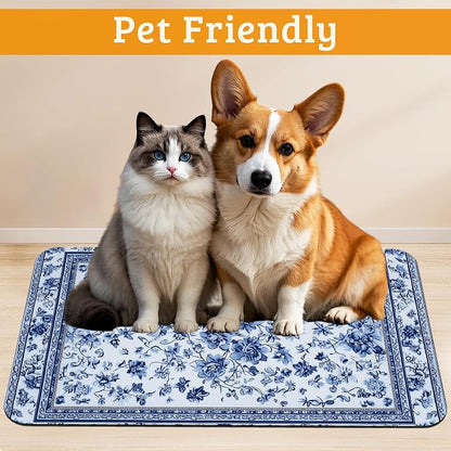 Blue Flower Dog Food Mat, Absorbent Pet Feeding Mat - Image 2