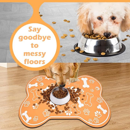 Dog Cat Mat for Food and Water, Rapid Absorbent Pet Feeding Mat, Bone Shaped - Image 4