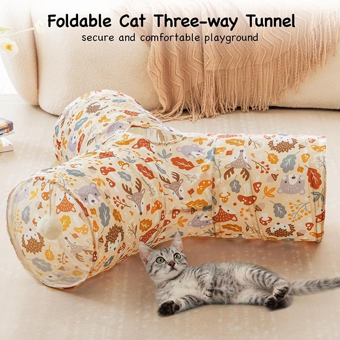 Tempcore Pet Cat Tunnel Tube Cat Toys 3 Way Collapsible, Cat Tunnels - Image 3