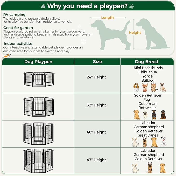 Yaheetech Dog Playpen Outdoor, 40 inch 16 Panels Dog Pen Indoor Heavy Duty - Image 8