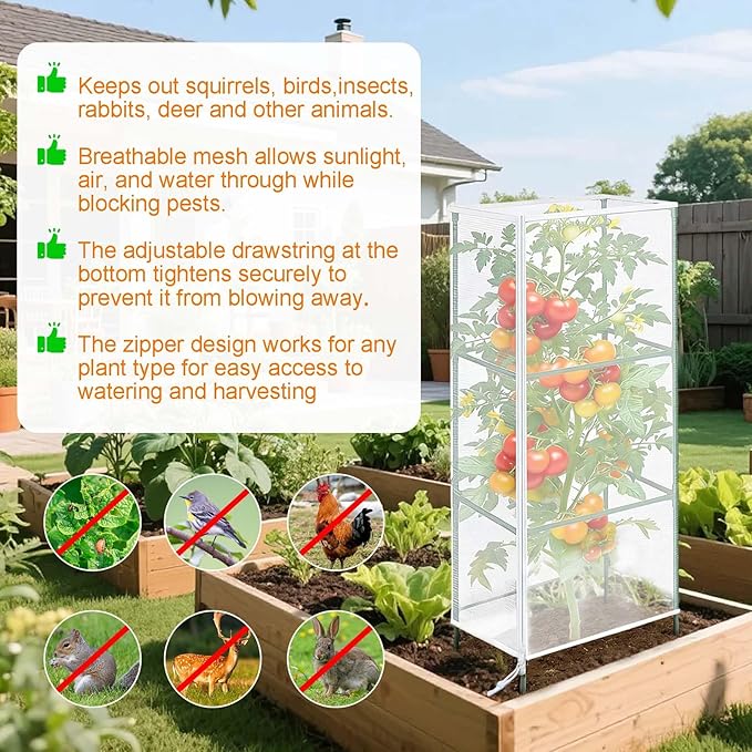 3Pack Garden Netting Cover for Square Tomato Cage - Image 3
