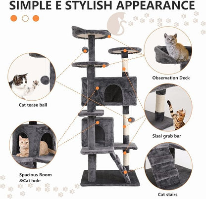 Cat Tree for Indoor Cats, Space Saving Cat Activity Center, Durable Pet Play - Image 3