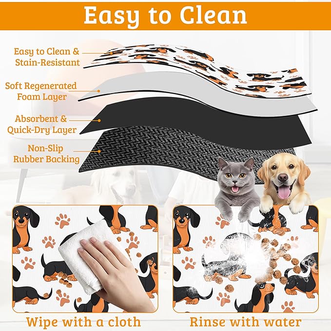 Dog Bowl Mat, Dog Dachshund Pet Feeding Mat - Image 5