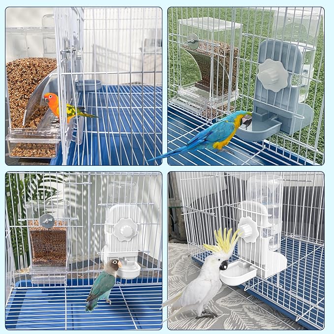 No Mess Bird Feeder Water Dispenser Set, Parakeet Cage Accessories, Bird Feeder - Image 3