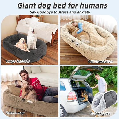 Human Dog Bed, Washable Faux Fur Pet Bed - Image 6