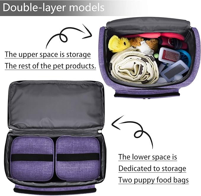 BAGLHER Pet Travel Bag, Double-Layer Pet Supplies Backpack, Pet Travel Backpack - Image 6
