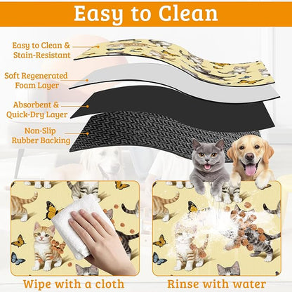 Dog Bowl Mat, Cute Cats Pet Feeding Mat - Image 5