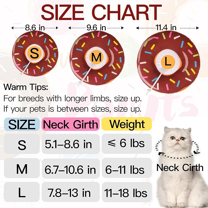Cat Cone Collar Soft, Cute Cat Donut Collar After Surgery, Adjustable Kitten - Image 2