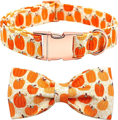 Dog Collar - Halloween Pumpkin Bowtie Dog Collars Gift Soft Bow Collar Pet by BoboRainbow