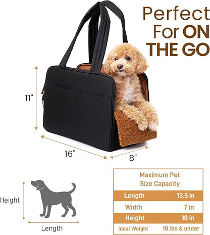 Black Dog Purse Carrier for Small Dogs – Cotton Padded Interior, Breathable - Image 3