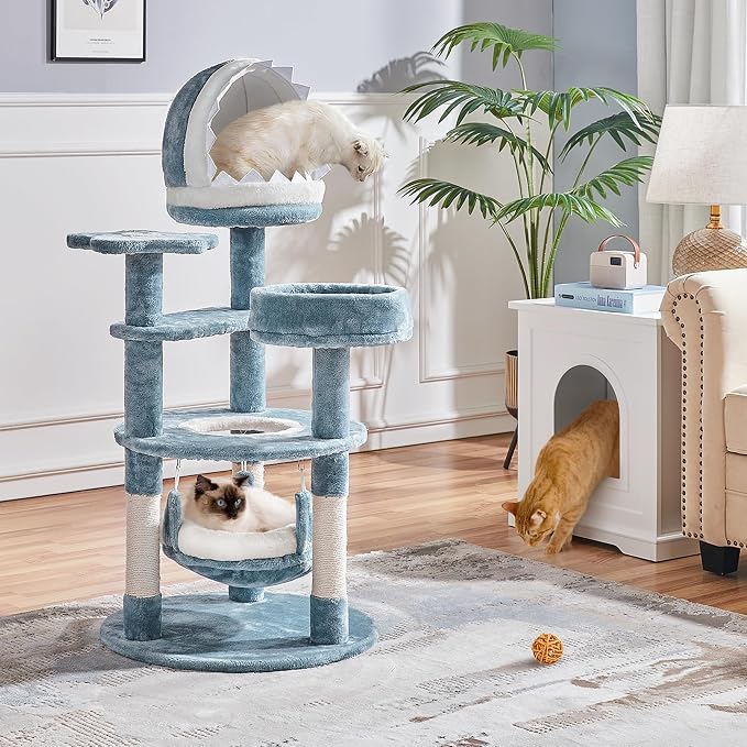 Yaheetech 45.5in Ocean-Themed Cat Tree Multi-Level Cat Tower, Plush Pet - Image 2