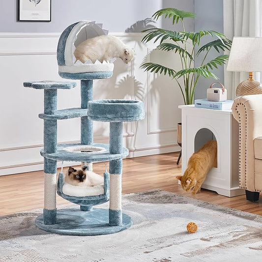 Yaheetech 45.5in Ocean-Themed Cat Tree Multi-Level Cat Tower, Plush Pet - Image 2