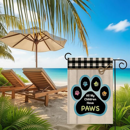 12x18 All My Children Have Paws Garden Flag Cat Paw Print Black Gingham Outdoor - Image 6